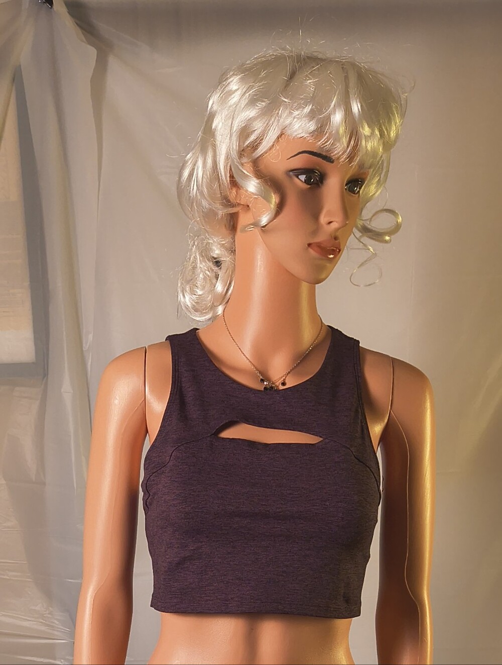 OFFLINE by Aerie The Hugger Cutout Crop Tank S Plum Heather Activewear